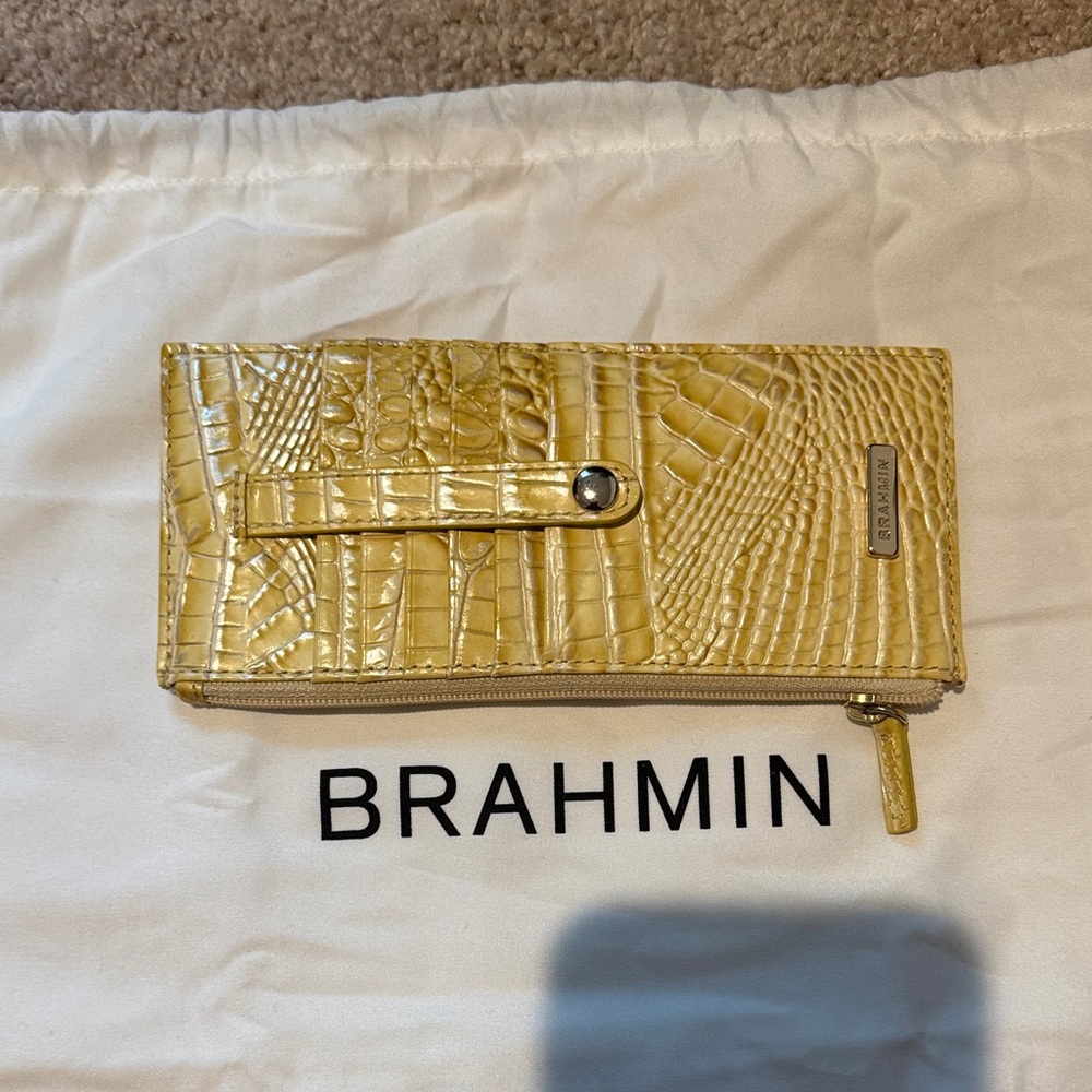 Brahmin Yellow Croc-Embossed Wallet